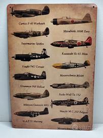 Targa Metallo Vintage Aerei WWII 20x30cm