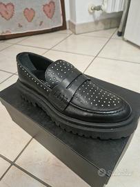 Mocassini Pelle Nera College borgie 