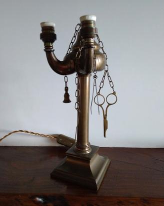 Lampada bouillotte secolo XIX bronzo dorato 2 luci