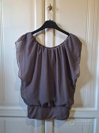 Top a palloncino grigio tortora - Made in Italy - 