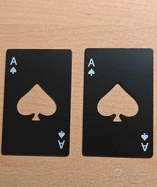 2 Apribottiglie in Metallo a forma di Carta Poker