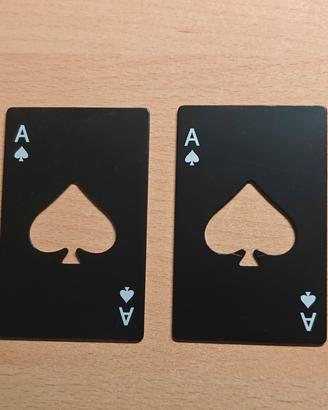 2 Apribottiglie in Metallo a forma di Carta Poker
