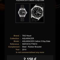 OROLOGIO  TAG HEUER AQUARACER