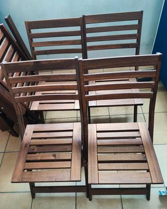 4 sedie da esterno Ikea Applaro in legno 
