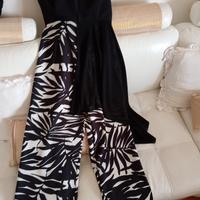 vestito a pantalone bianco e nero 