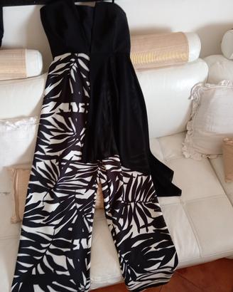 vestito a pantalone bianco e nero 