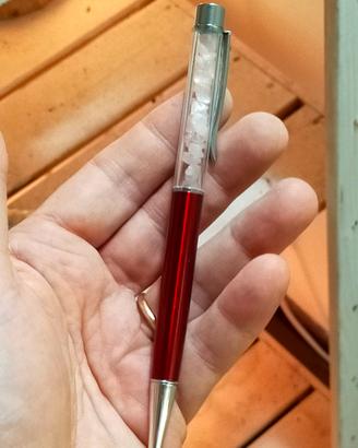 Penna con Cristalli di Quarzo Rosa 