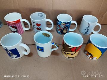 8 MUG TAZZE CARTONI DISNEY LOONEY KITTY BUGS