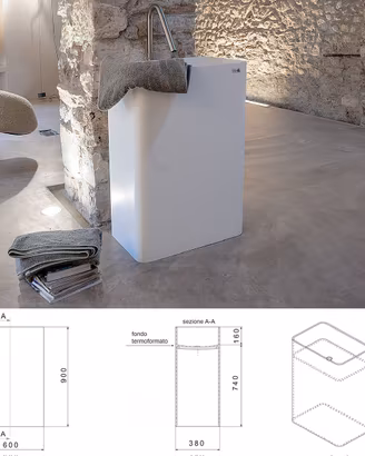 LAVABO A PAVIMENTO IN DUPONT CORIAN