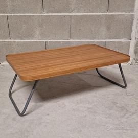 Tavolino pieghevole basso effetto legno