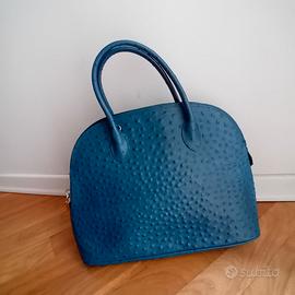 Borsa in pelle blu da donna