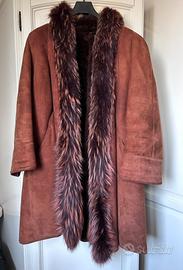 Montone shearling donna con collo in pelliccia