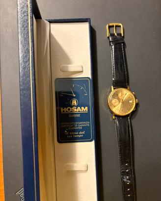 Cronografo Hosam oro 18k Valjoux 7765 NOS set comp