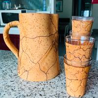 Brocca e bicchieri sughero artigianato sardo