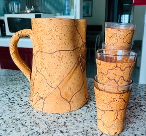 Brocca e bicchieri sughero artigianato sardo