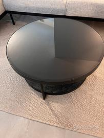 Tavolino antracite effetto marmo/nero vetro 88 c