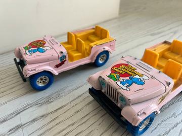 2 Modellino Burago JEEP CJ-7 dei Puffi