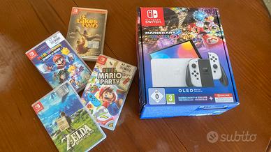 Nintendo Switch OLED Bianca + 4 giochi+ Scatola