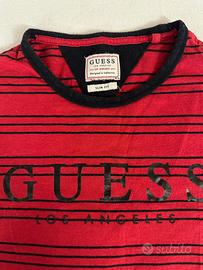 Maglia guess a righe rossa e nera
