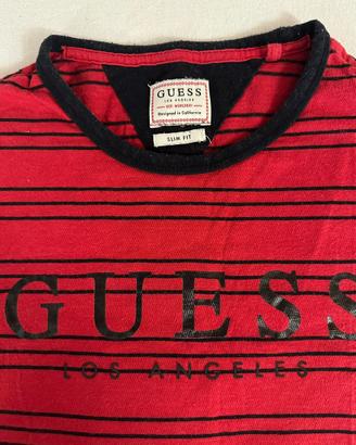 Maglia guess a righe rossa e nera