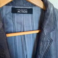 Giacca blazer di pelle Trussardi grigio/blu Xs