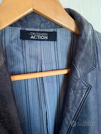 Giacca blazer di pelle Trussardi grigio/blu Xs