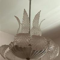 LAMPADARIO A 12 FOGLIE LIBERTY, VETRO DI MURANO