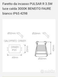 Faretto da incasso PULSAR R 3.5W luce calda 3000K 