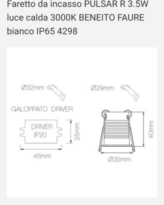 Faretto da incasso PULSAR R 3.5W luce calda 3000K 