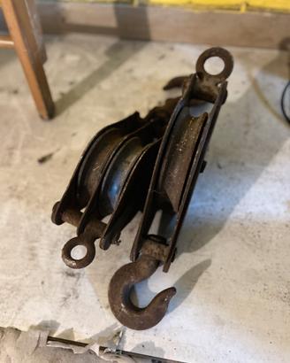 Coppia carrucole ferro vintage artigianali