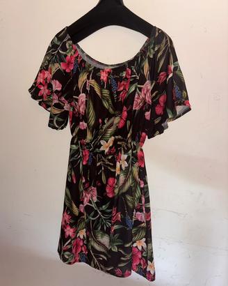 Abito corto a fiori stile tropicale