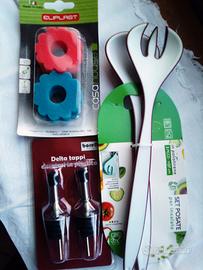 POSATE INSALATA+ASSORBIGOCCE OLIO E TAPPI DOSATORI