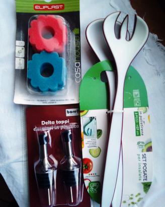 POSATE INSALATA+ASSORBIGOCCE OLIO E TAPPI DOSATORI