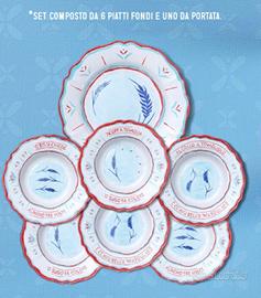 Servizio di 7 piatti voiello dipinti a mano  nuovo