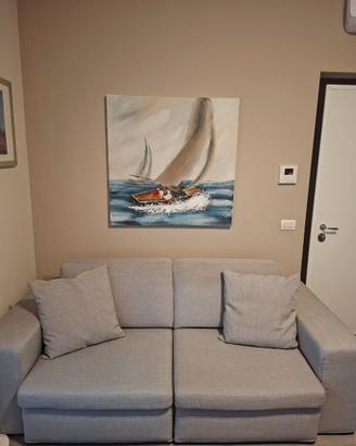 Divano 2 posti grigio con doppia chaise longue