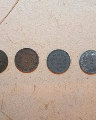 4 Monete Svizzera 2 Rappen (1850-1945)