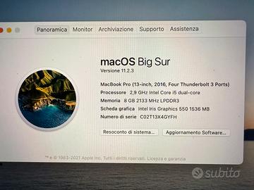 Mac Book Pro 13 inch 2016 8gb 2133 mhz