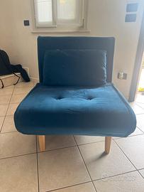 Poltrona/letto velluto blu petrolio