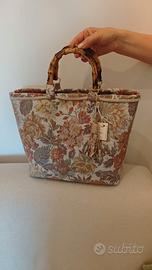 Borsa Capri, tessuto damascato - Fatta a mano