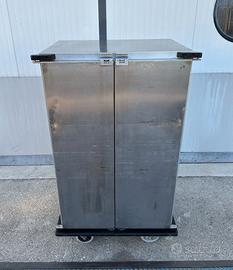 Carrello armadiato porta vassoi in acciaio inox