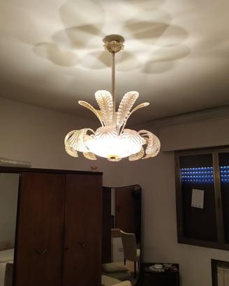 lampadario foglia vetro Murano anni 1950