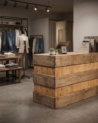 banco registratore cassa legno arredo allestimento