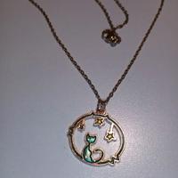 Catenina con gattino e stelline