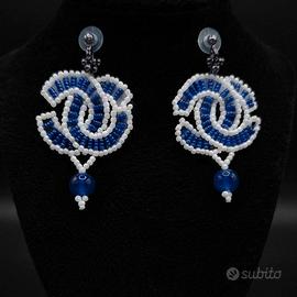 Orecchini Vintage Lapislazzuli blu Gemme Pop Art