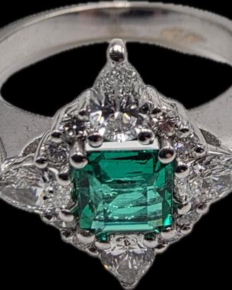 ANELLO ORO SMERALDO 1 CARATO DIAMANTI
