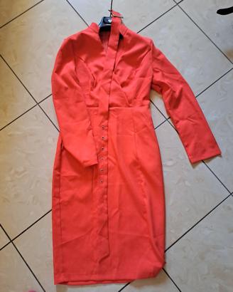 abito rosso longuette  