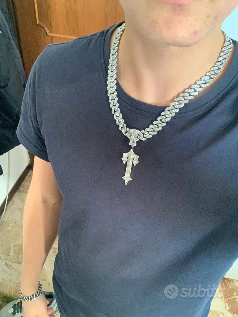 collana con diamanti e ciondolo con logo trapstar - Abbigliamento