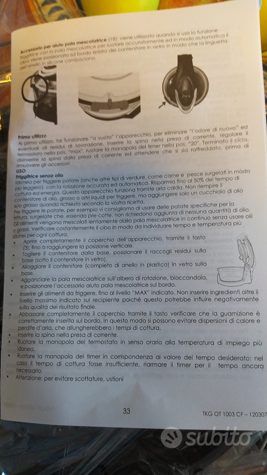 FORNO / FRIGGITRICE AD ARIA SENZA OLIO / GIRARROSTO E BARBECUE, per Solo  149.90 EUR. Invio GRATIS 24/48H. Compralo Subito!