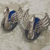 Coppia Saliere Vetro Blu Cobalto e Metallo Argenta