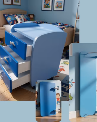 Comodino 3 Cassetti + 2 Mensole MORETTI COMPACT